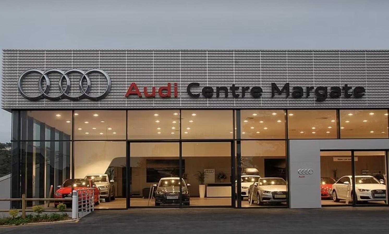 Glass showroom frontage of Audi Centre Margate